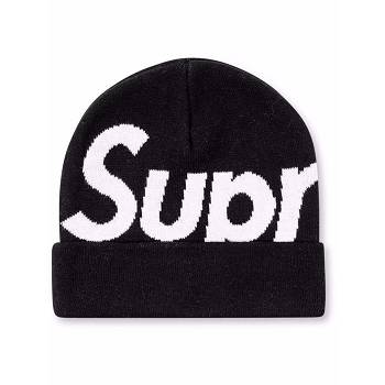 Black Supreme Big Logo Beanie Hats | Supreme 520FM